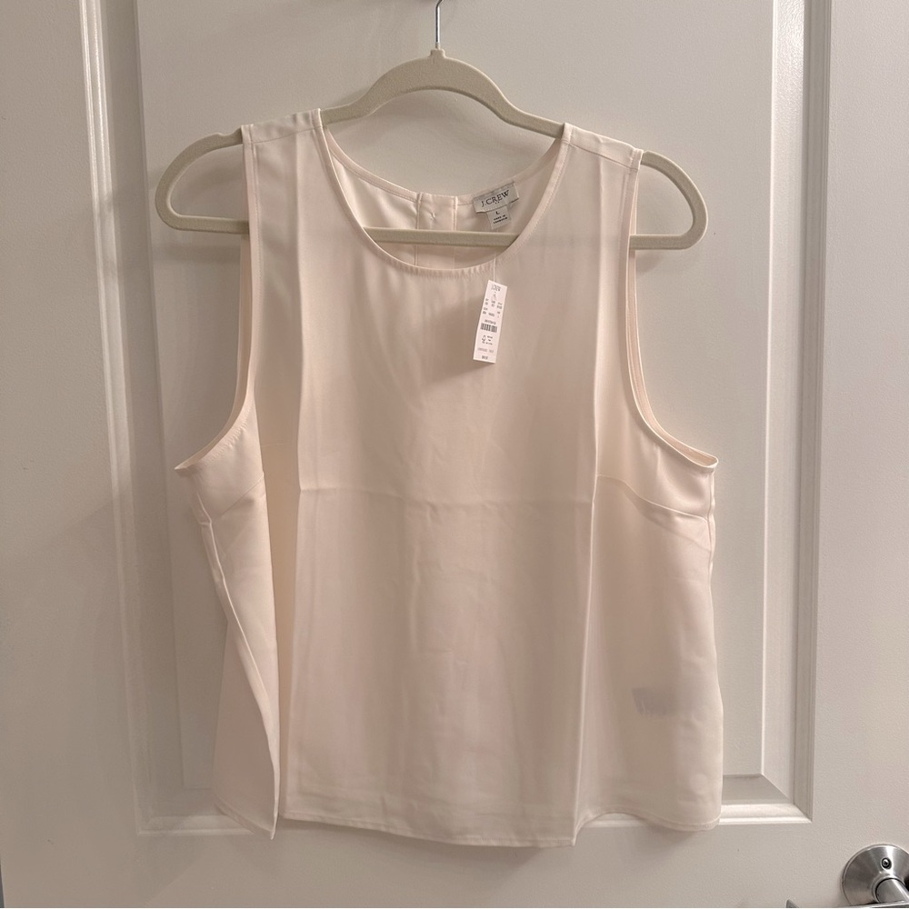 J. Crew ivory cream sleeveless button-back shell top size L
